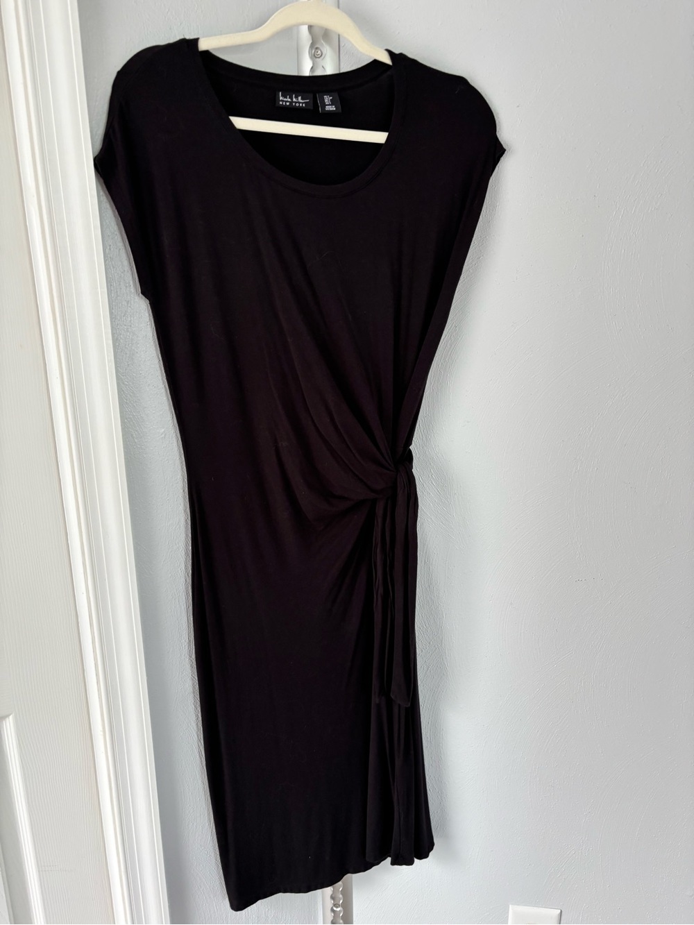 Nicole Miller Black Knot-Side Midi Dress